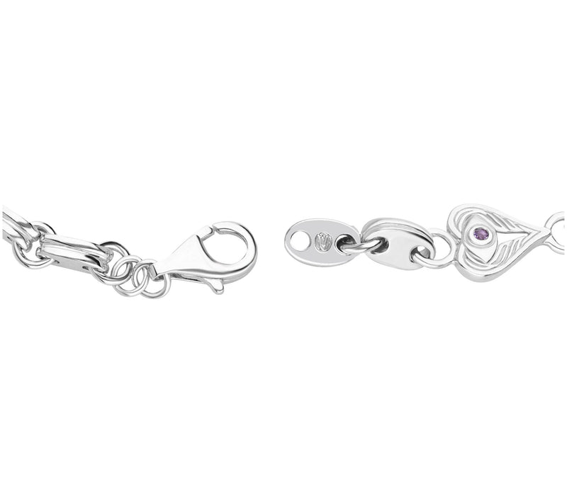 Goddaughters Sterling Silver Amethyst Heart Link Bracelet — View 3