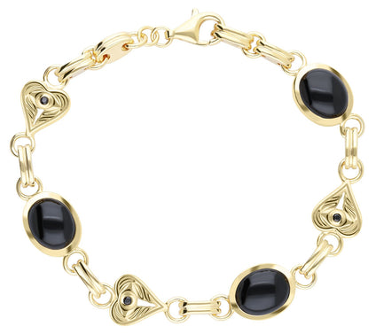 Goddaughters 14K Gold Clad Onyx Heart Link Bracelet