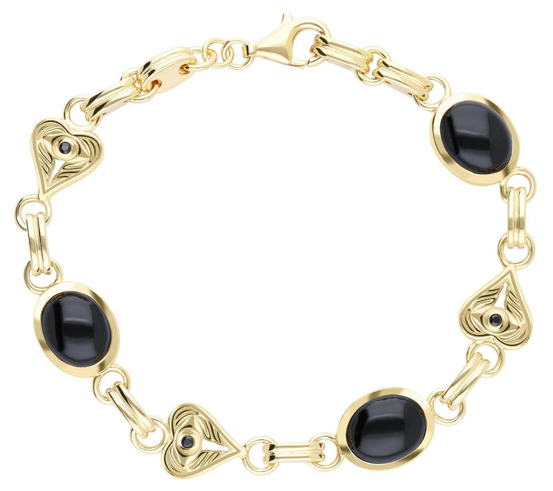 Goddaughters 14K Gold Clad Onyx Heart Link Bracelet — Main view