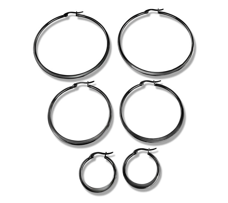 Steel by Design Set of 3 Round Hoop Earrings — Main view