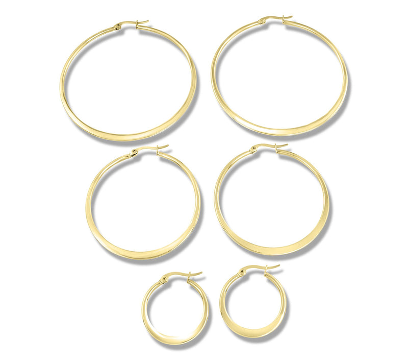 Steel by Design Set of 3 Round Hoop Earrings — View 7