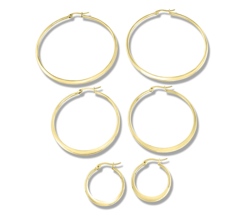 Steel by Design Set of 3 Round Hoop Earrings — View 8