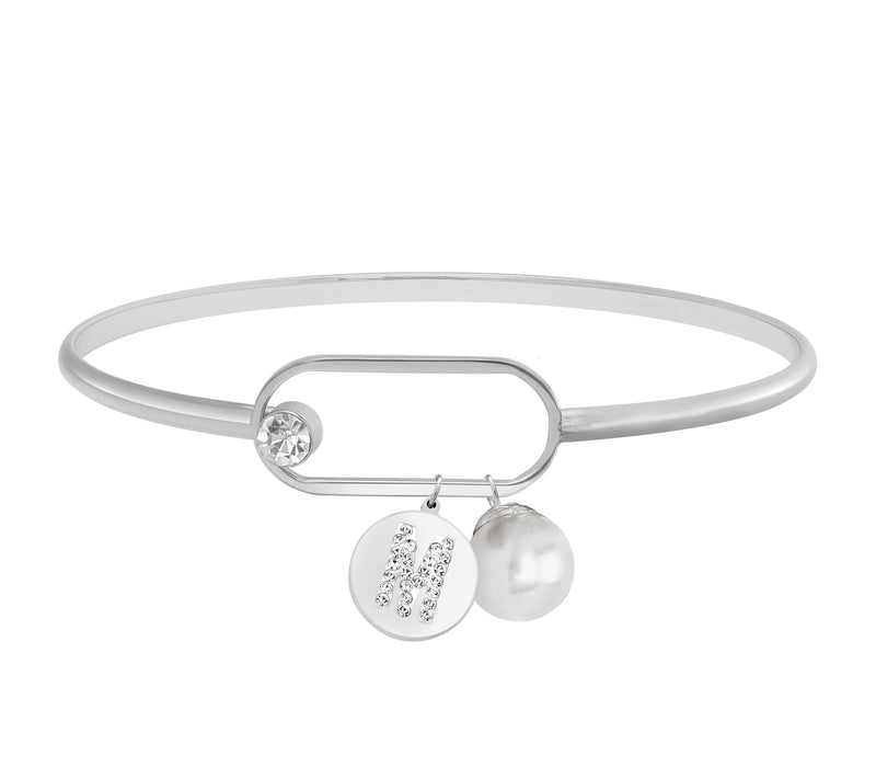 Steel by Design Crystal Initial Charm Bangle — Main view