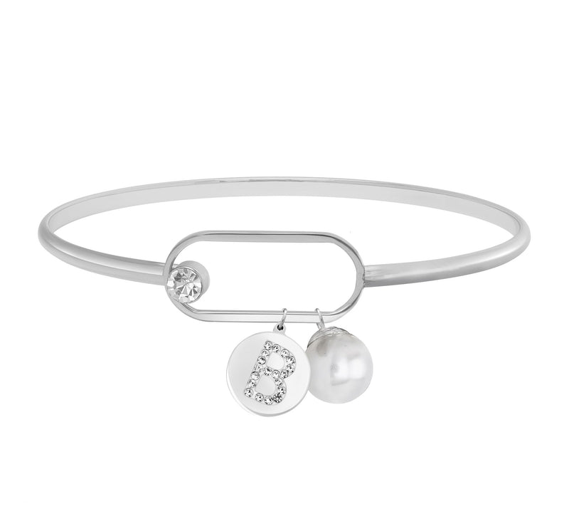 Steel by Design Crystal Initial Charm Bangle — View 8