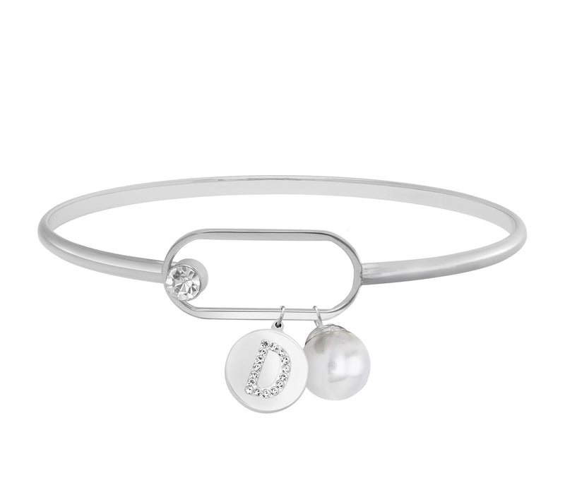 Steel by Design Crystal Initial Charm Bangle — View 12