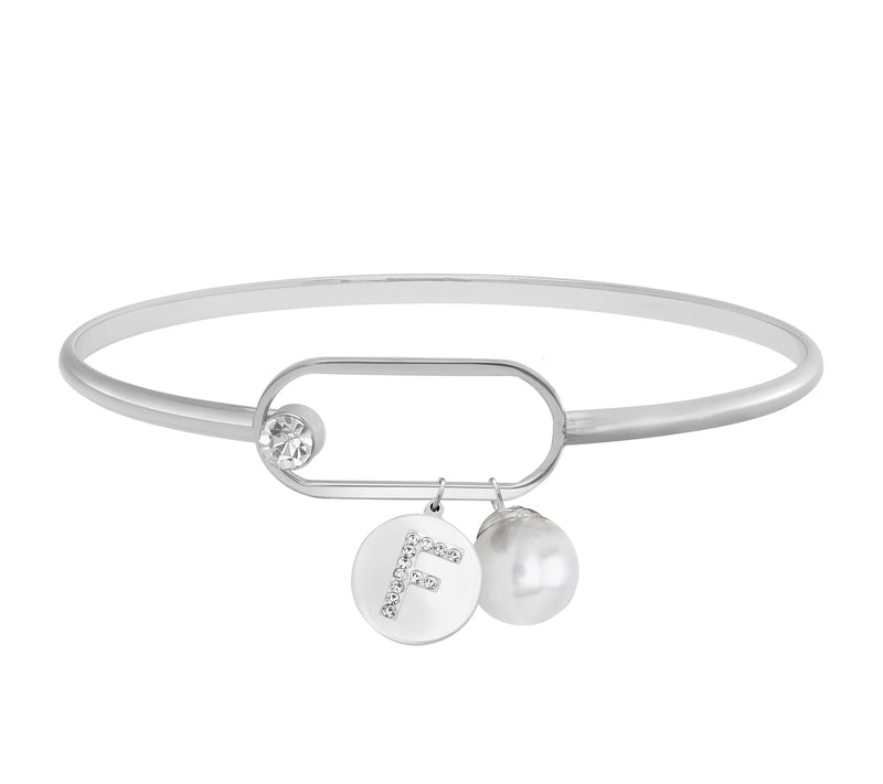 Steel by Design Crystal Initial Charm Bangle — View 16