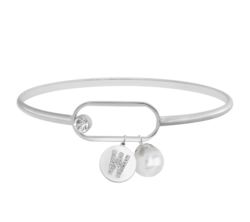 Steel by Design Crystal Initial Charm Bangle — View 47