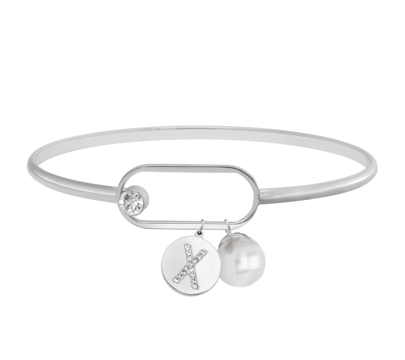 Steel by Design Crystal Initial Charm Bangle — View 49