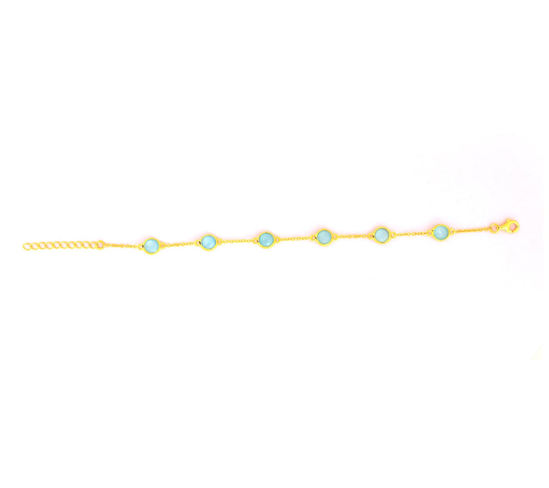 Affinity Gems Blue Chalcedony Bracelet, 14K Gold Plated — View 4