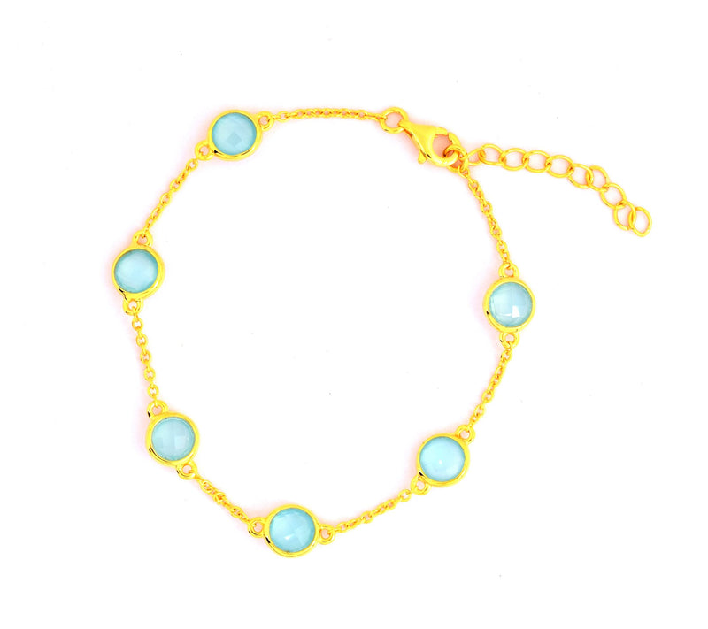 Affinity Gems Blue Chalcedony Bracelet, 14K Gold Plated — Main view