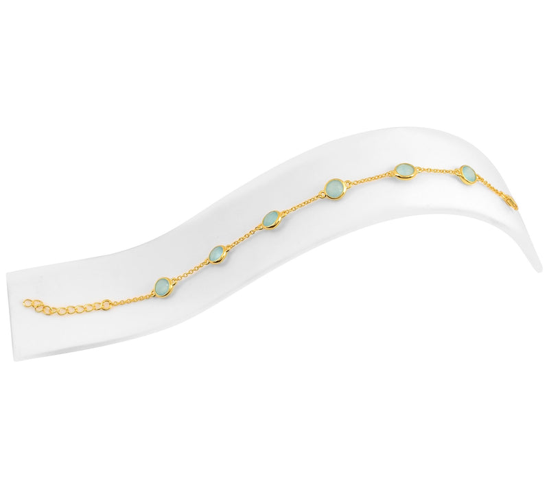 Affinity Gems Blue Chalcedony Bracelet, 14K Gold Plated — View 7