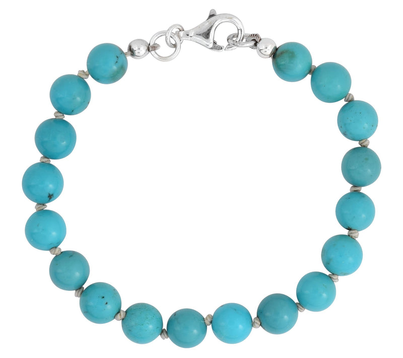 Sterling Silver Turquoise Beaded Bracelet — View 3