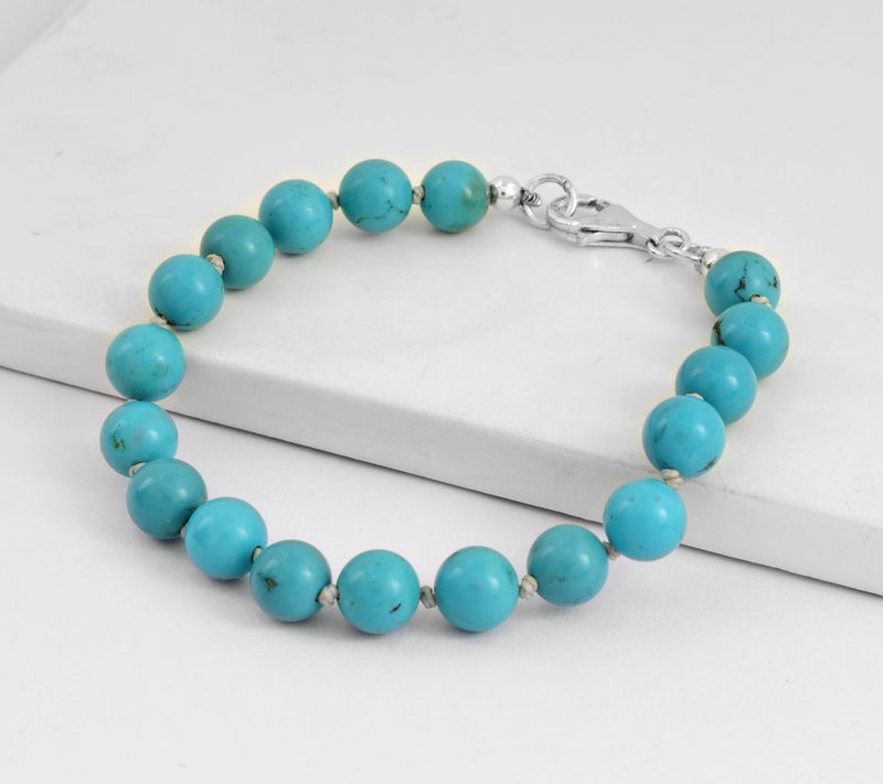 Sterling Silver Turquoise Beaded Bracelet — View 6