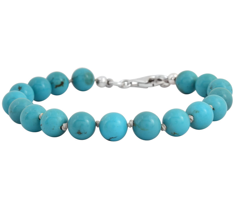 Sterling Silver Turquoise Beaded Bracelet — View 5
