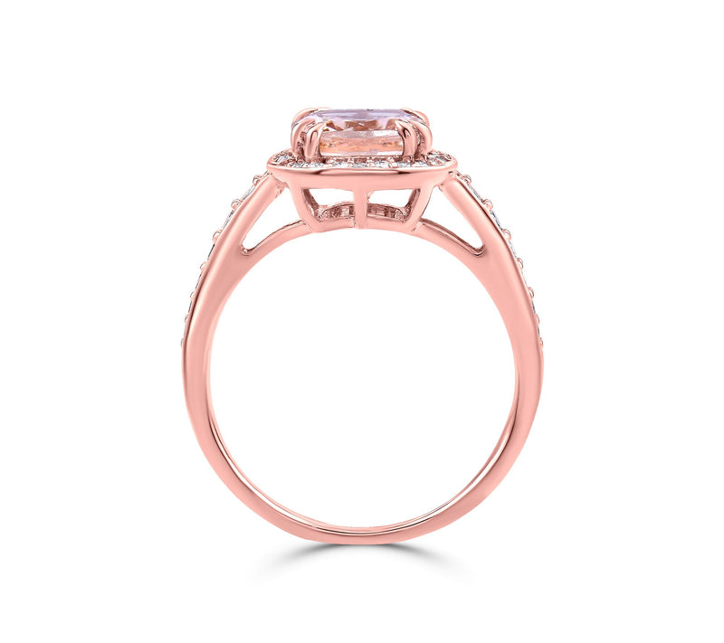 Affinity Gems Cushion Cut Gemstone & Diamond Ri ng, 14K — View 7