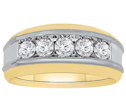 Men's 0.50 cttw Two-Tone Diamond Band Ring, 14KGold