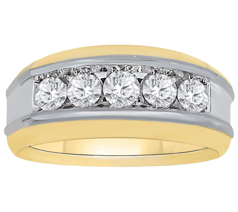 Men's 0.50 cttw Two-Tone Diamond Band Ring, 14KGold — View 3