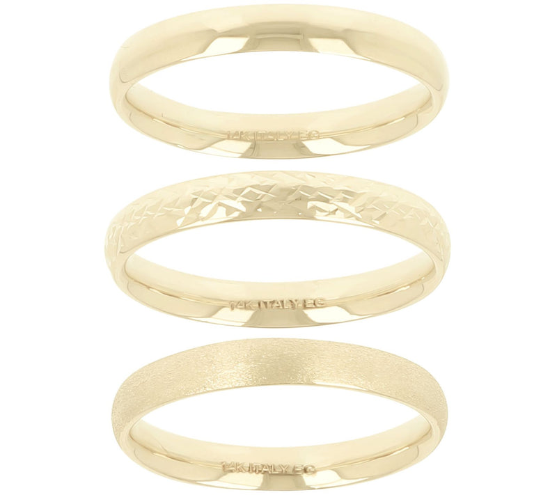 EternaGold Set of 3 Stackable Band Rings, 14K — Main view