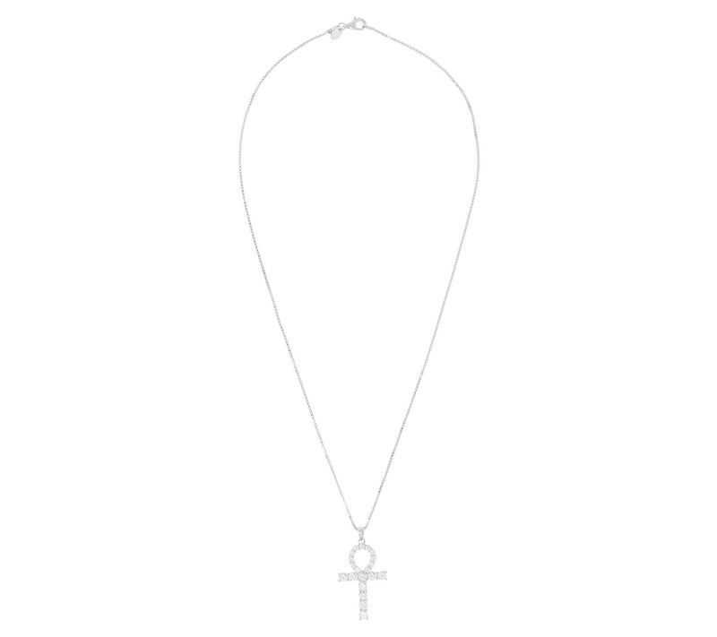 Diamonique 1.25 cttw Cross Pendant w/ Chain, St erling Silver — View 10