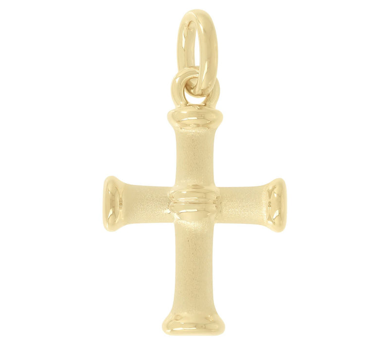 BellaOro Polis hed & Satin Cro ss Pendant, 14K Over Resin — View 3