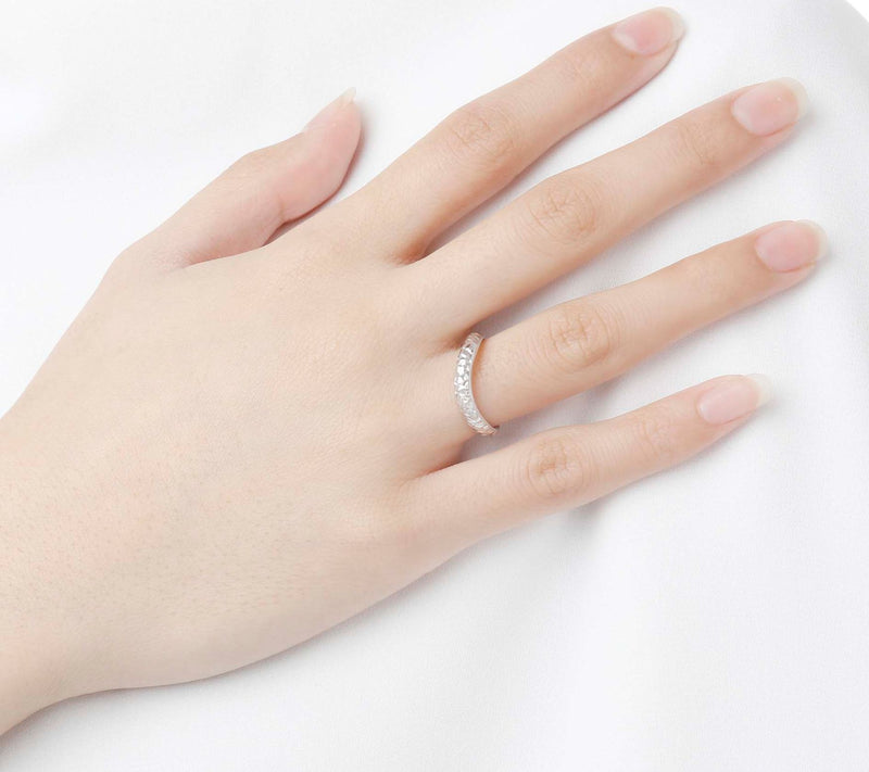 Italian Gold Diamond Cut Wave Ring, 14K White Gold — View 6