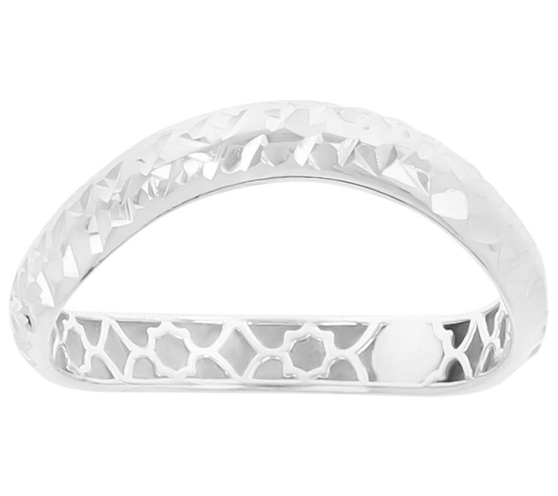 Italian Gold Diamond Cut Wave Ring, 14K White Gold — Main view