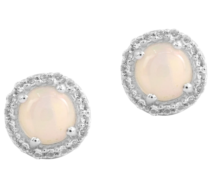 Affinity Gems Opal & White Topaz Earrings, Sterling Silver — View 3