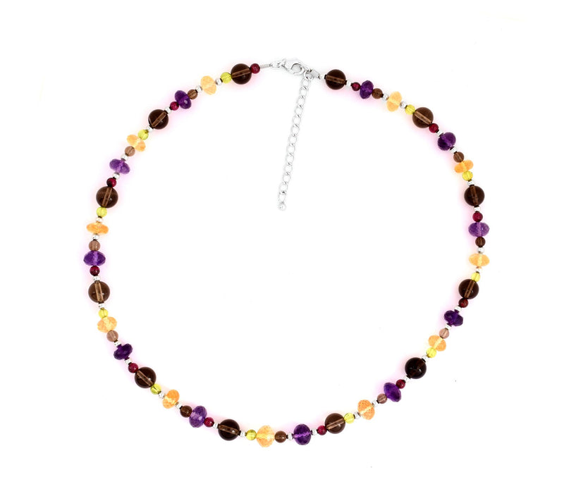 Sterling Silver Multi-Gemstone Beaded Necklace — Main view
