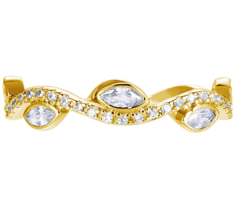 Diamonique 1.30 cttw Wave Ring, 14K Gold Clad — View 5