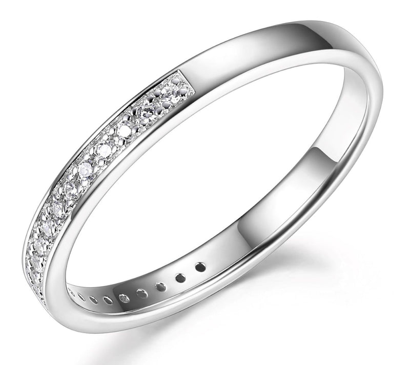 Diamonique Semi-Eternity Band Ring, Sterling Si lver — View 3
