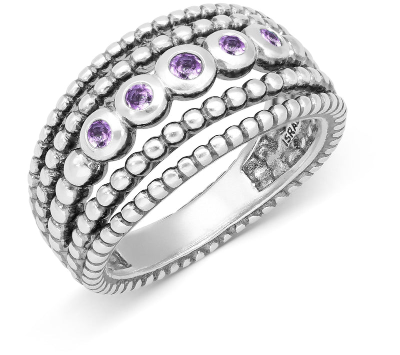 Or Paz Sterling Silver Beaded Gemstone R ing — View 3
