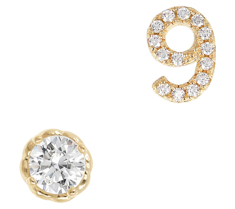Diamonique Number & Round Stud Earring Set, 14K Gold Plated — View 21