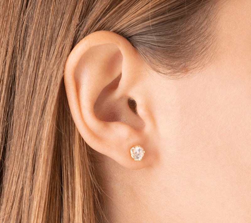 Diamonique Number & Round Stud Earring Set, 14K Gold Plated — View 23