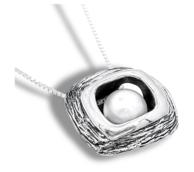 Hagit Sterling Silver Cultured Pearl Pendant w/ Chain — View 5