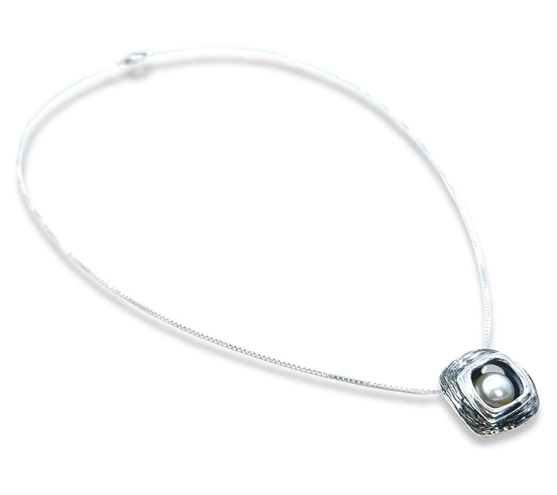 Hagit Sterling Silver Cultured Pearl Pendant w/ Chain — View 6