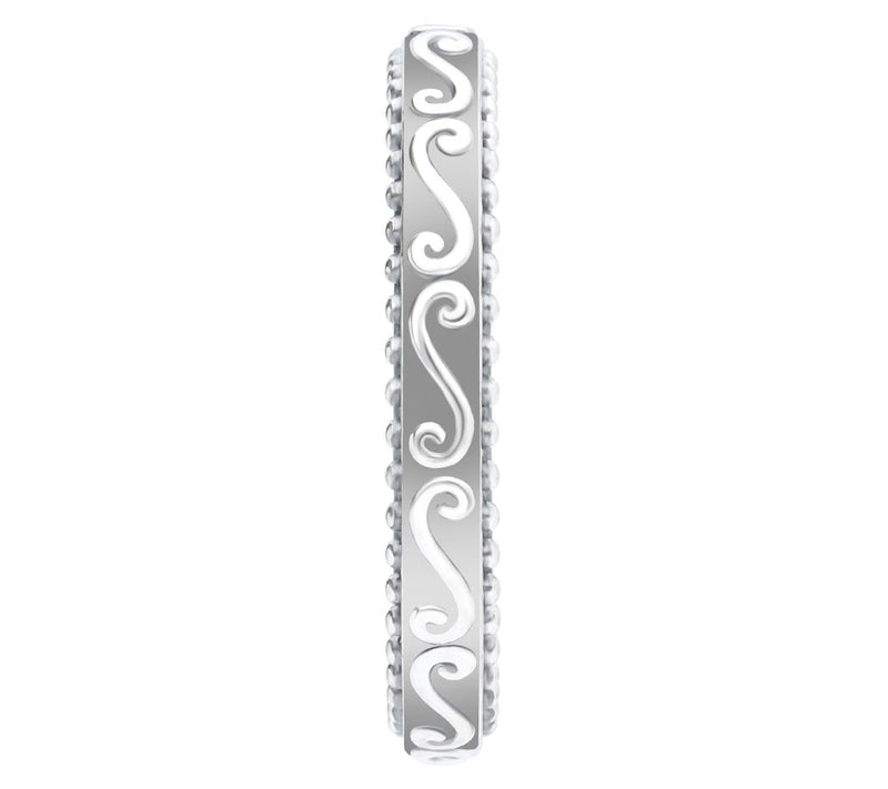 Elyse Ryan Sterling Silver Swirl Pattern Band R ing — View 3