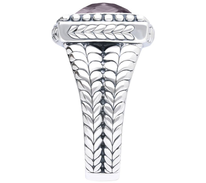 Tiffany Kay Sterling Silver Herringbone Rose Quartz Ring — View 3