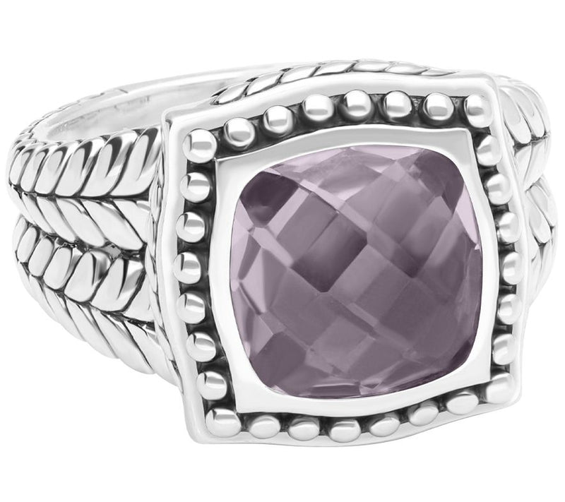 Tiffany Kay Sterling Silver Herringbone Rose Quartz Ring — Main view