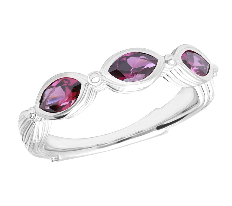 Ariva Sterling Silver Three-Stone Rhodolite Ring — Main view