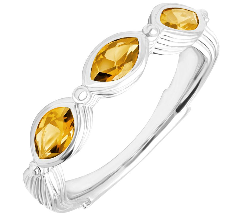 Ariva Sterling Silver Three-Stone Citrine Ring — Main view