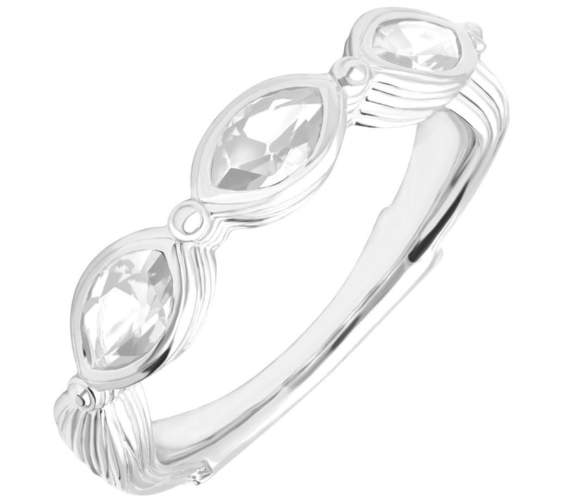 Ariva Sterling Silver Three-Stone White Topaz Ring — Main view