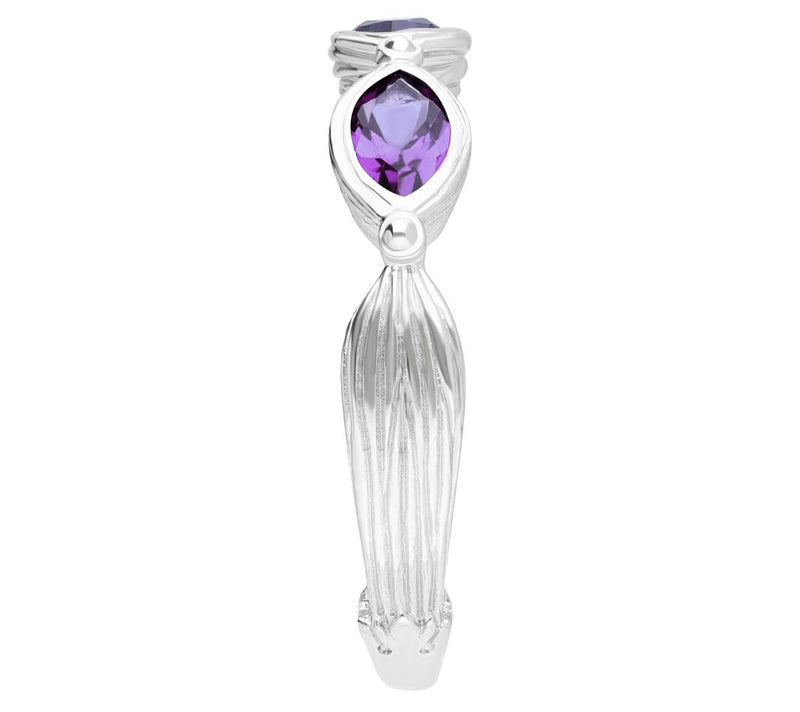 Ariva Sterling Silver Three Stone Amethyst Ring — View 3