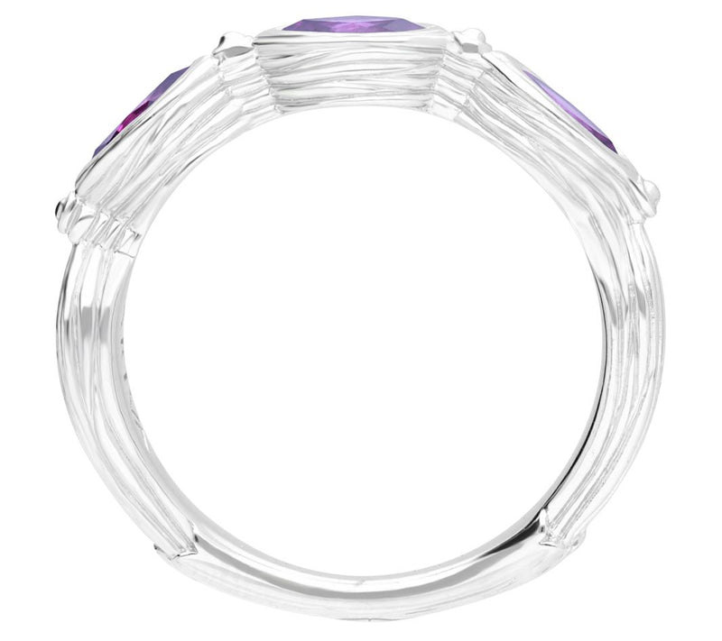 Ariva Sterling Silver Three Stone Amethyst Ring — View 2