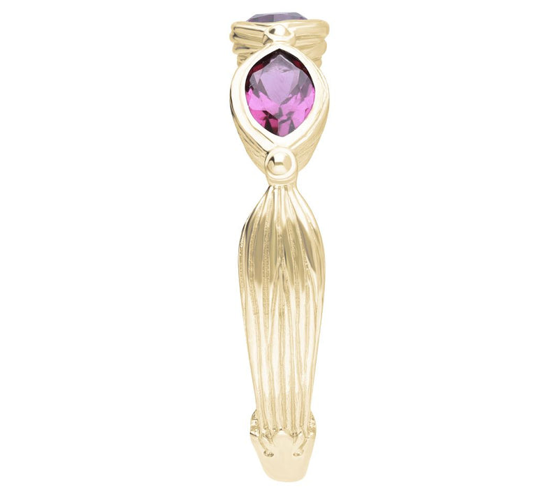 Ariva Silver 14K Gold Clad Three Stone Rhodolite Ring — View 3