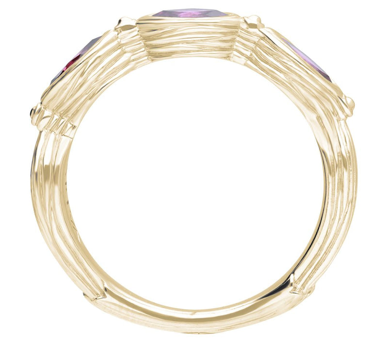 Ariva Silver 14K Gold Clad Three Stone Rhodolite Ring — View 2