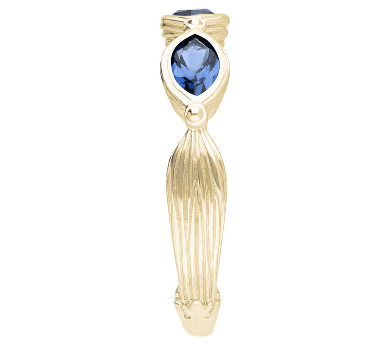 Ariva 14K Gold Clad Three Stone London Blue Topaz Ring — View 3