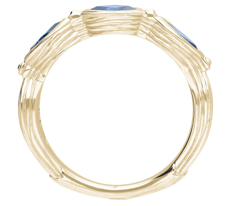 Ariva 14K Gold Clad Three Stone London Blue Topaz Ring — View 2