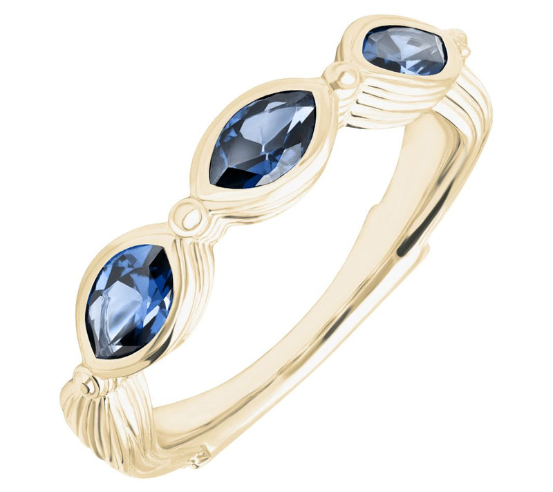 Ariva 14K Gold Clad Three Stone London Blue Topaz Ring — Main view