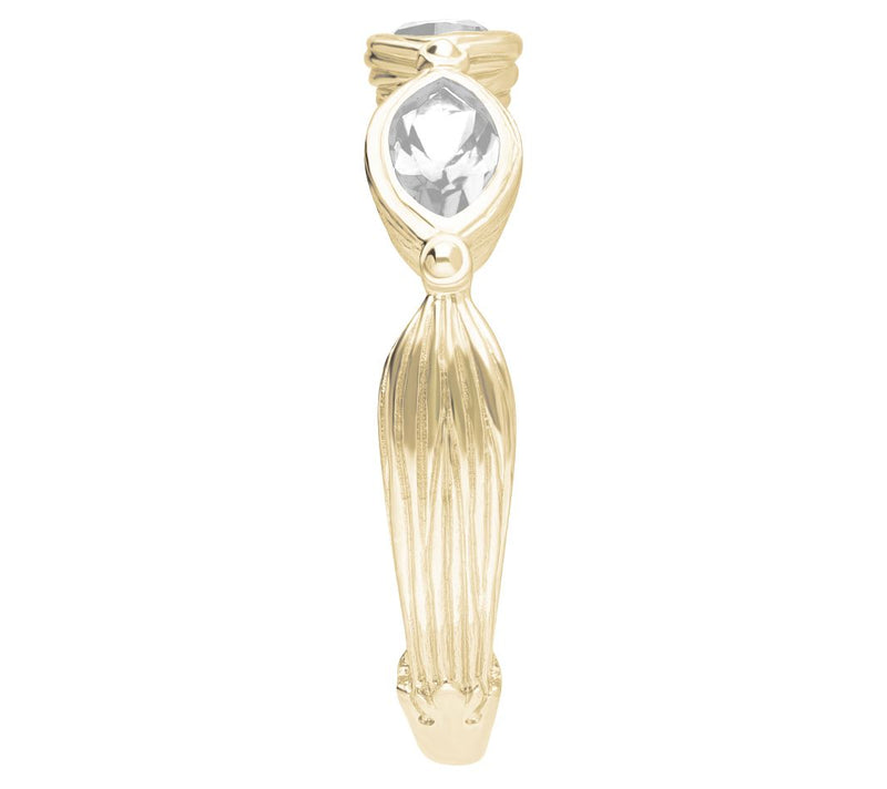 Ariva 14K Gold Clad Three Stone White Topaz Ring — View 3