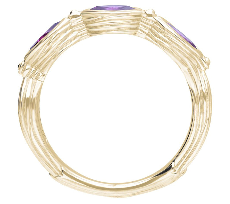 Ariva 14K Gold Clad Three Stone Amethyst Ring — View 2